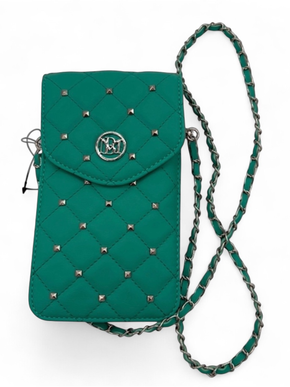 BADGLEY MISCHKA Teal Green X-body Phone Bag w/braided Chain Strap - NWT